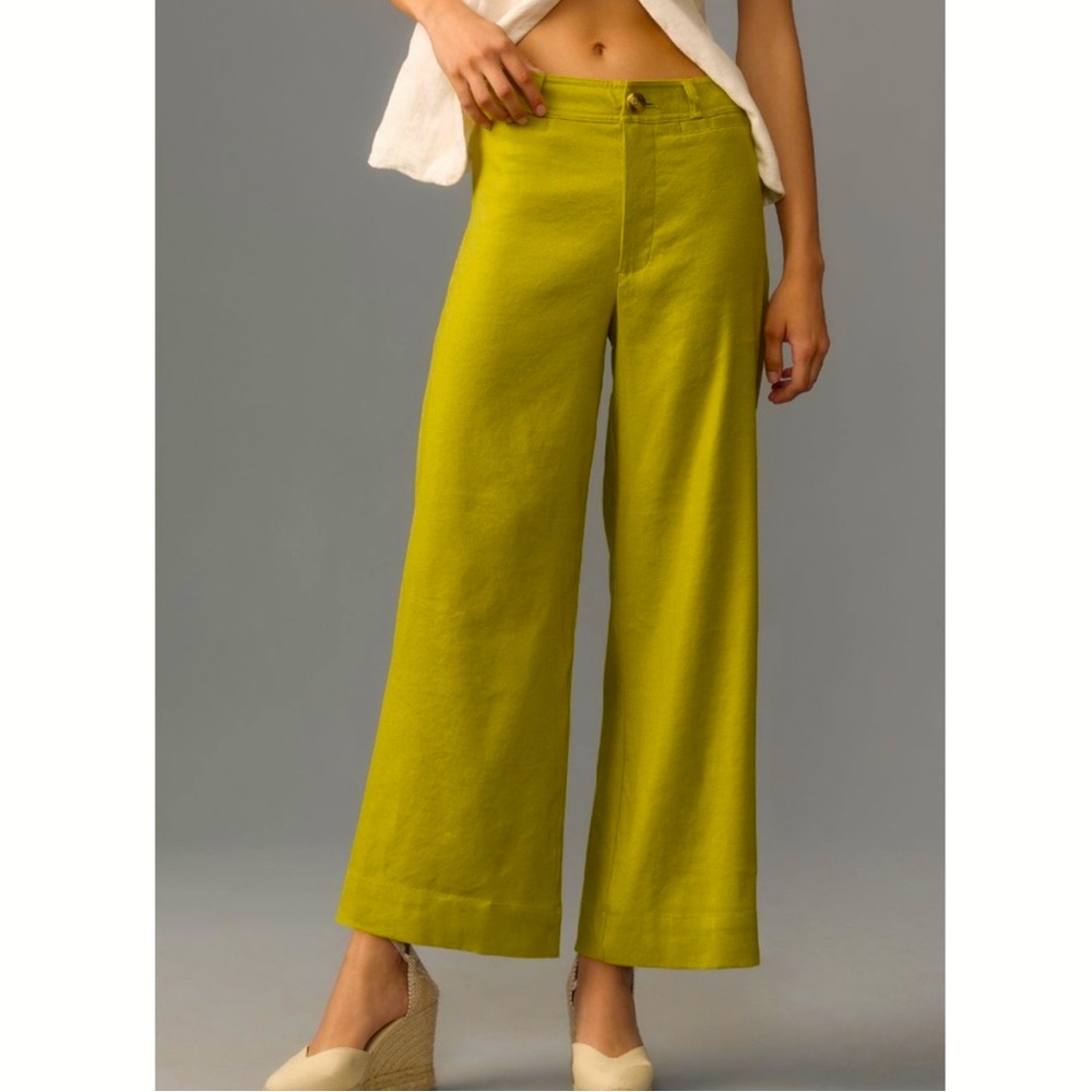 Mauve by Anthropologie Ettie High-Rise Crop Wide-Leg Linen Pants in size 29